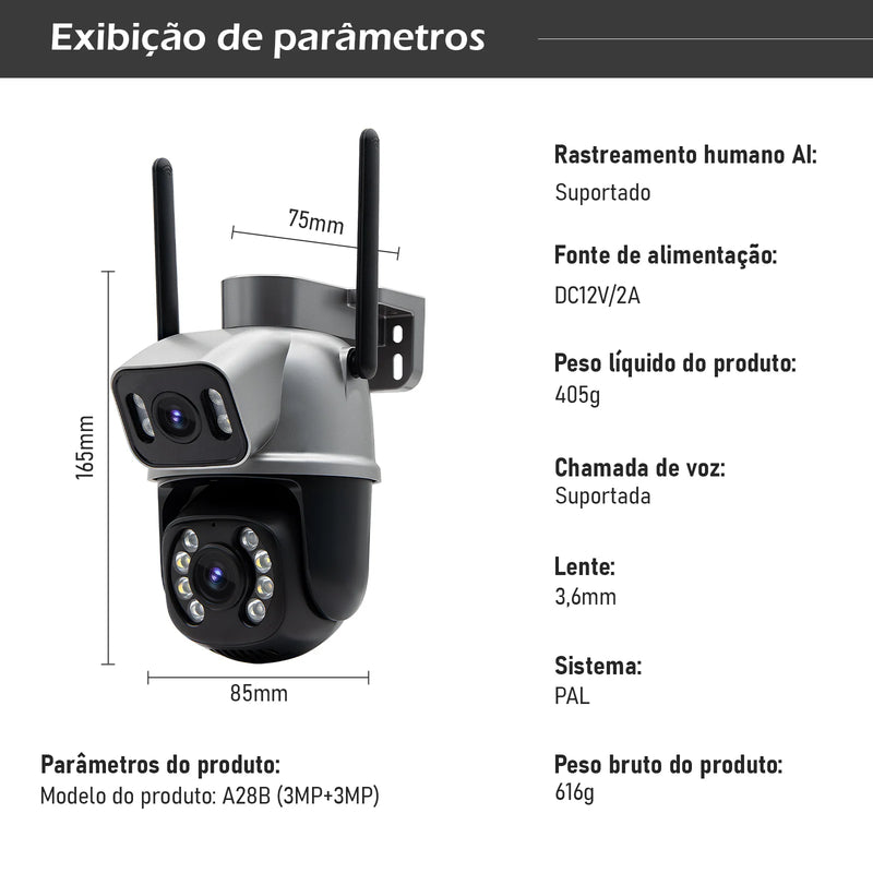 Câmera de Segurança 4K Ultra HD com Wi-Fi e Monitoramento em Tempo Real