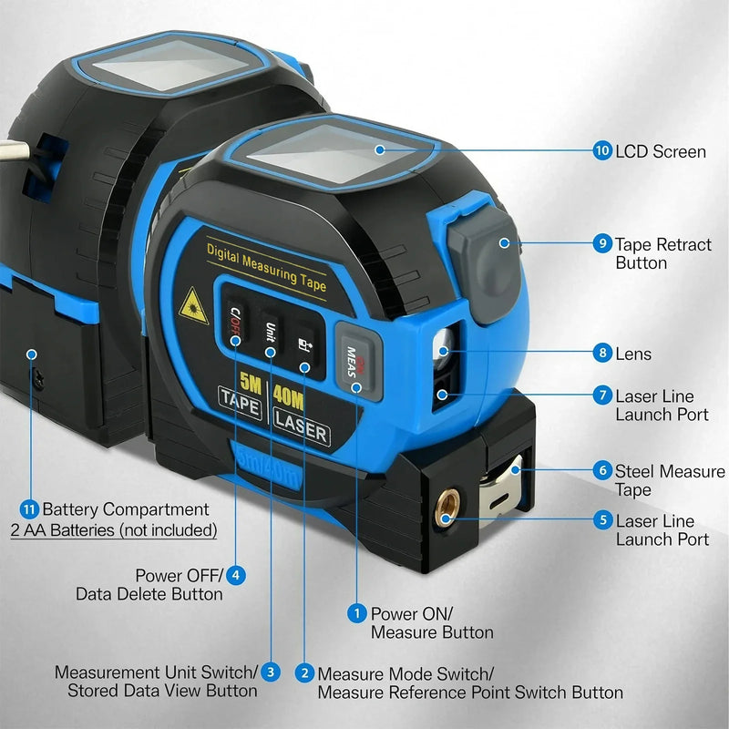 Fita Métrica a Laser 3 em 1 40/60M