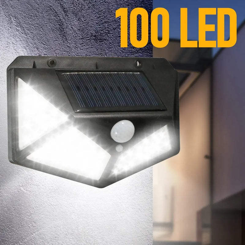 Kit 5 Luminária Solar 100 Led Com Sensor Jardim Prova Dágua